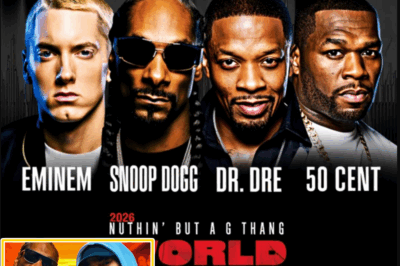 “THE ULTIMATE HIP-HOP REUNION”: Eminem, Snoop Dogg, Dr. Dre & 50 Cent’s 2026 World Tour Setlist Leaks — Explosive Openers, Surprise Collabs, and a Mystery UK Guest Ready to Shake London’s O2 Arena