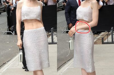 Lily Collins stuns in an iridescent co-ord as she arrives at the Calvin Klein show during New York Fashion Week