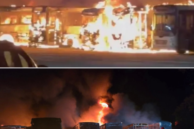 A Sea of Flames at Dawn: 10 Buses Gutted in an Instant, Police Launch Urgent Manhunt for Culprits