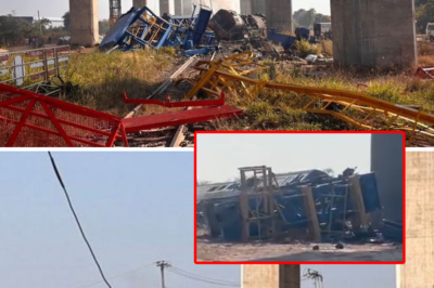 Helpless screams from the rubble: A giant crane crushed a moving train, 22 people k!:lled on the spot!