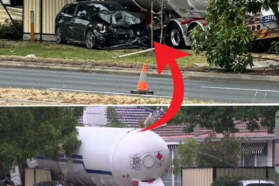 Witnesses recount in horror the moment a gas tanker crashed straight into a front yard, sending three people to the hospital