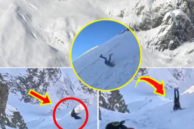 T3rrifying Moment Climber Slips and Tumbles Down Steep Snowy Mountain as Onlookers Scream