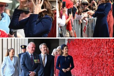 A RADIANT MOMENT” — An animated Queen Mary stuns in navy at Canberra War Memorial during emotional Australian tour, as crowds queue for HOURS just to witness one WARM gesture from her