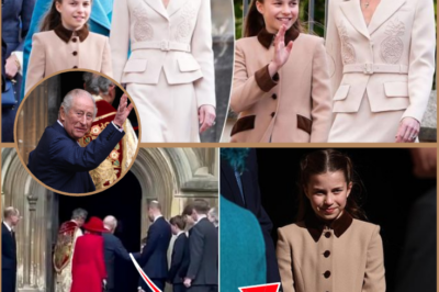 HAPPY EASTER, GRANDPA — A heartwarming royal moment has just captured attention, as King Charles was seen tenderly greeting Princess Charlotte outside St George’s Chapel ahead of the Easter Sunday service in Windsor.